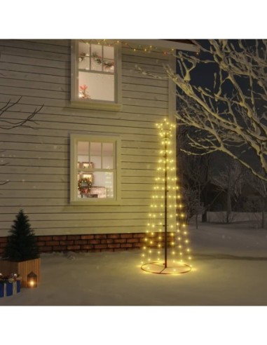 Конусовидна коледна елха, топло бяло, 108 LED, 70x180 см