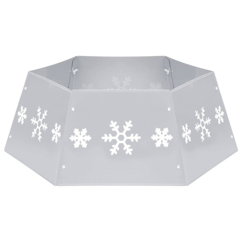 Пола за коледна елха, сребристо и бяло, Ø68x25 см