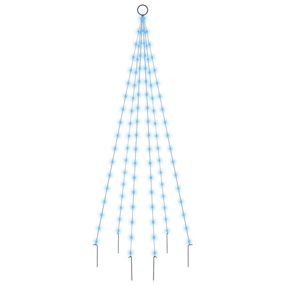 Коледна елха на флагщок, синьо, 108 LED, 180 см