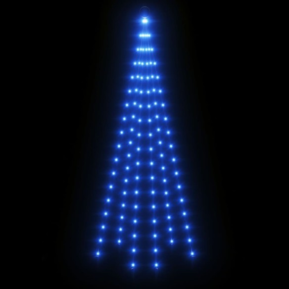 Коледна елха на флагщок, синьо, 108 LED, 180 см