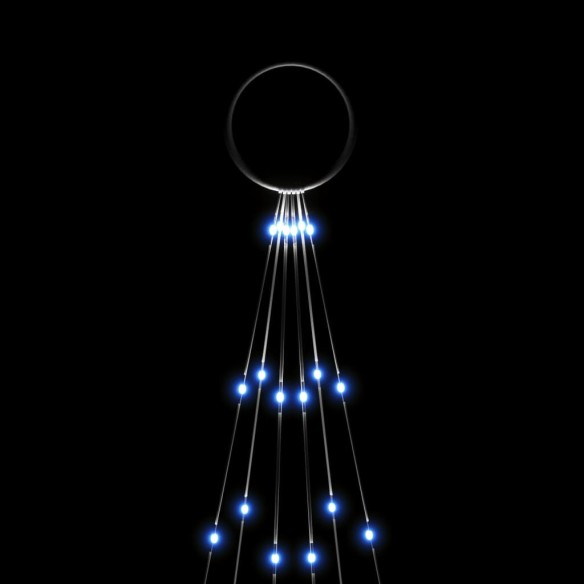 Коледна елха на флагщок, синьо, 108 LED, 180 см