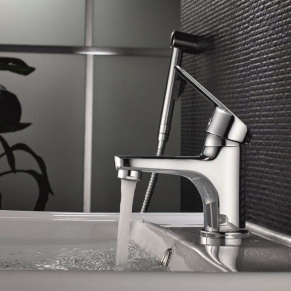 Смесител за умивалник с бидетна слушалка Quadrat INTER CERAMIC