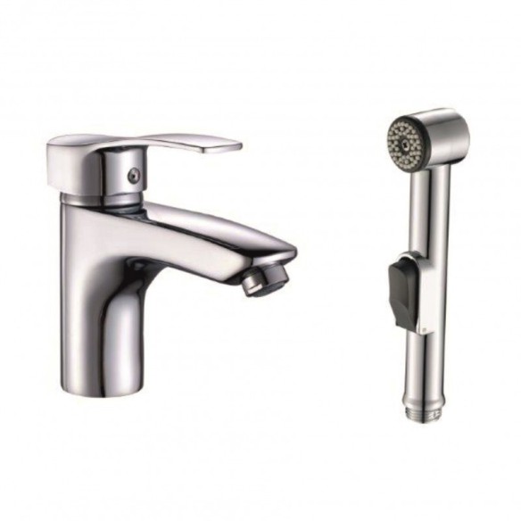 Смесител за умивалник с бидетна слушалка Quadrat INTER CERAMIC