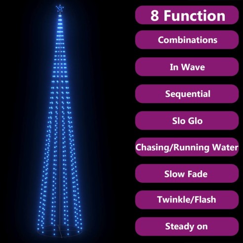 Коледна елха конус, 752 сини LED, декорация, 160x500 см