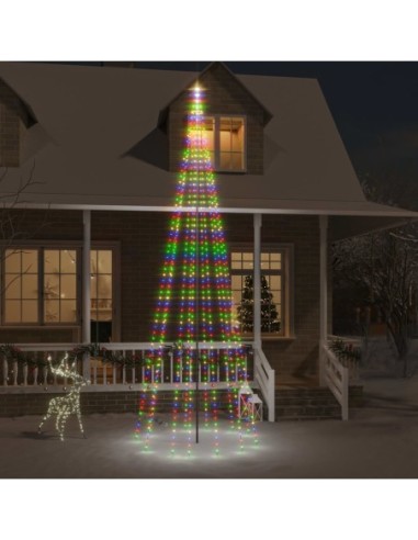 Коледна елха на флагщок, цветно, 732 LED, 500 см