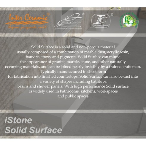 Умивалник от полимермраморен камък 60х40х1,5см бял мат INTER CERAMIC - 5