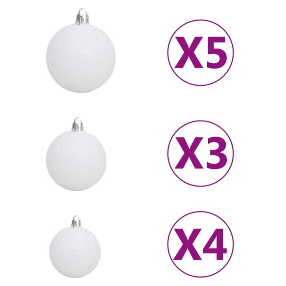 Изкуствена коледна елха с LED и комплект топки черна 150 см PVC