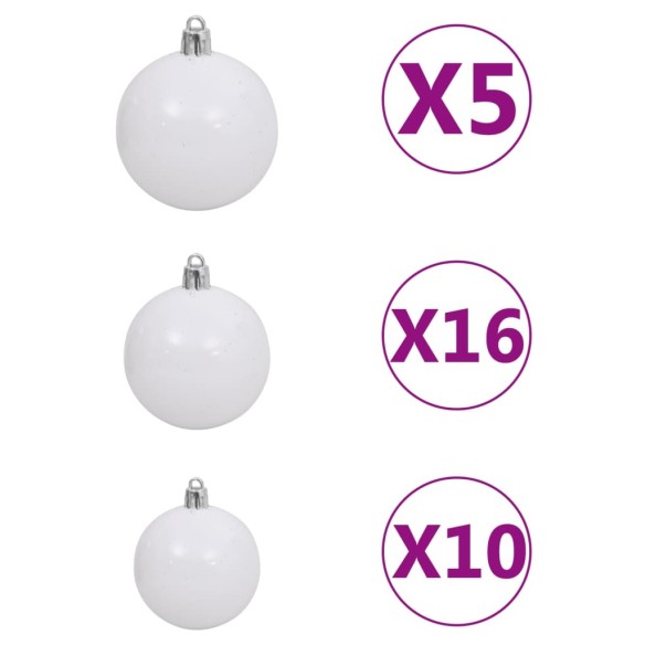 Изкуствена коледна елха с LED и комплект топки синя 210 см PVC