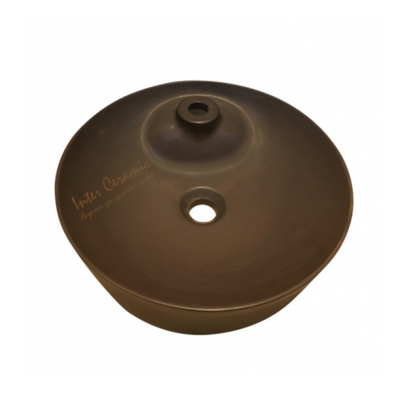 Порцеланов умивалник 43,5х43,5х13см кафяв мат INTER CERAMIC - 1