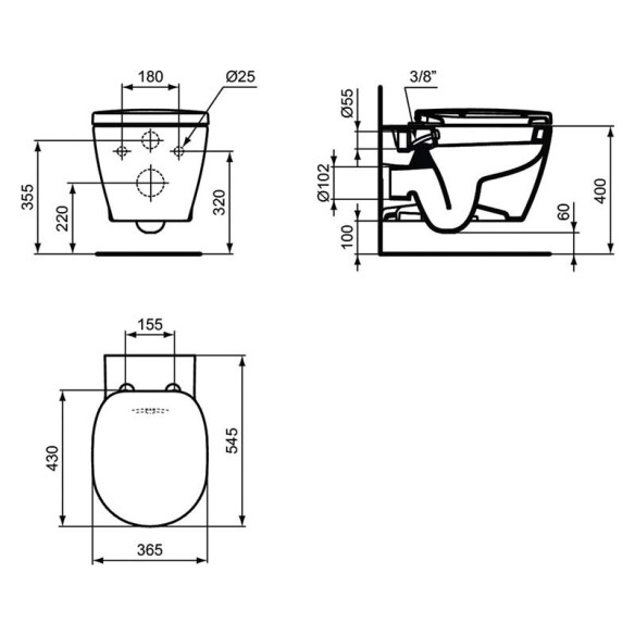 Конзолна тоалетна чиния с бидетна арматура Connect Vidima - 2