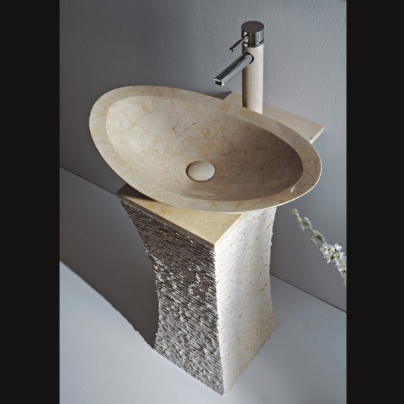 Умивалник мрамор с конзола 40х10см пясъчен INTER CERAMIC - 2