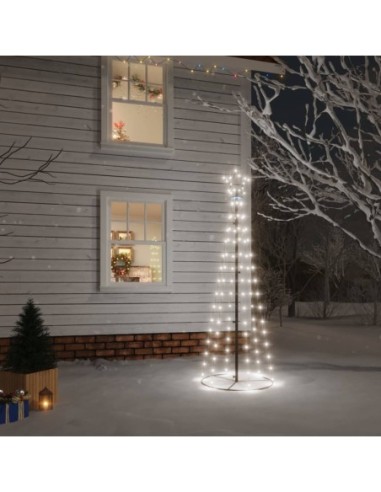 Конусовидна коледна елха, студено бяло, 108 LED, 70x180 см