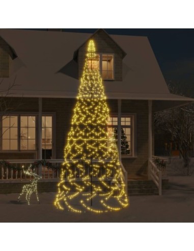 Коледна елха на флагщок, топло бяло, 1400 LED, 500 см