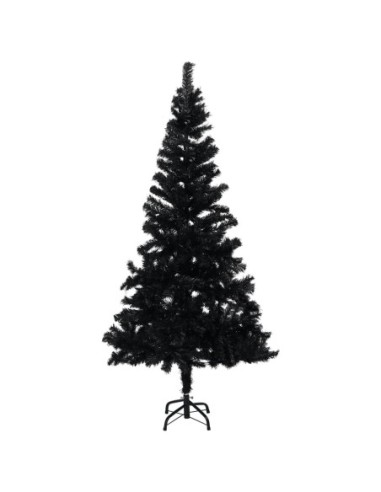 Изкуствена коледна елха със стойка, черна, 150 см, PVC
