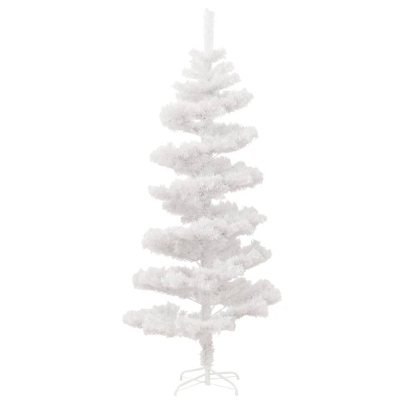 Завъртяна коледна елха със стойка и LED, бяла, 180 см, PVC