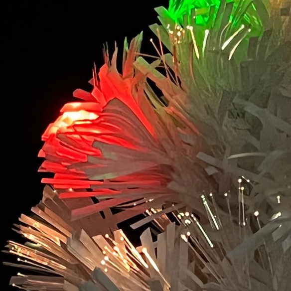 Изкуствена коледна елха с LED бяла 64 см фиброоптика