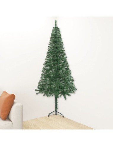 Ъглова изкуствена коледна елха, зелена, 150 см, PVC