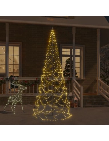 Коледна елха на флагщок, топло бяло, 500 LED, 300 см