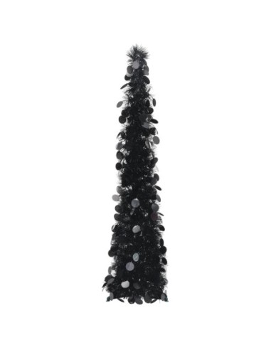 Разгъваема изкуствена коледна елха, черна, 120 см, PET