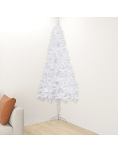 Ъглова изкуствена коледна елха, бяла, 240 см, PVC