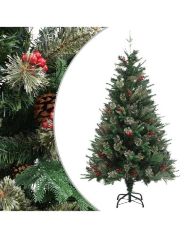 Коледна елха с шишарки, зелена, 150 см, PVC и PE