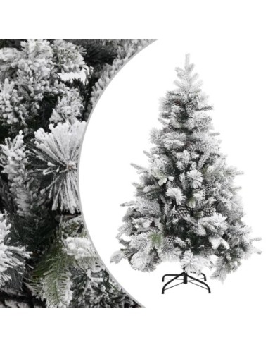 Коледна елха с флокиран сняг и шишарки, 150 см, PVC и PE
