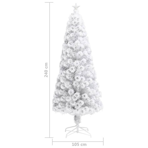 Изкуствена коледна елха с LED, бяла, 240 см, оптично влакно