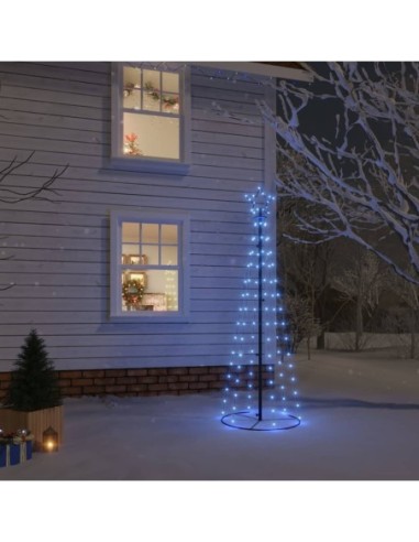 Конусовидна коледна елха, синя, 108 LED, 70x180 см