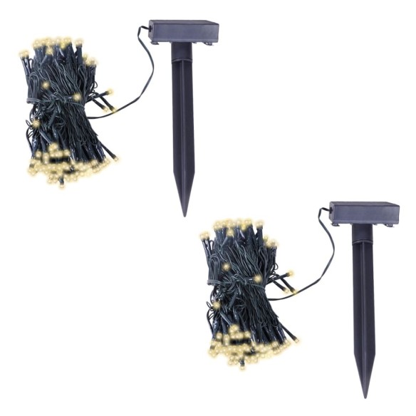 LED соларни гирлянди, 2 бр, топла бяла светлина