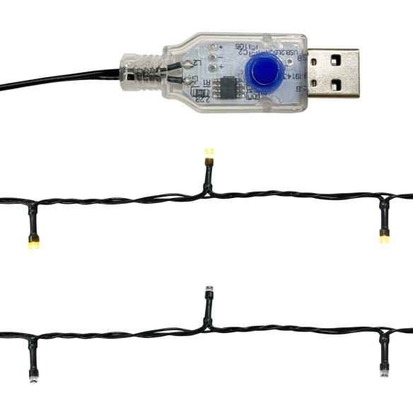 Коледен гирлянд с LED лампички, 10 м, розов