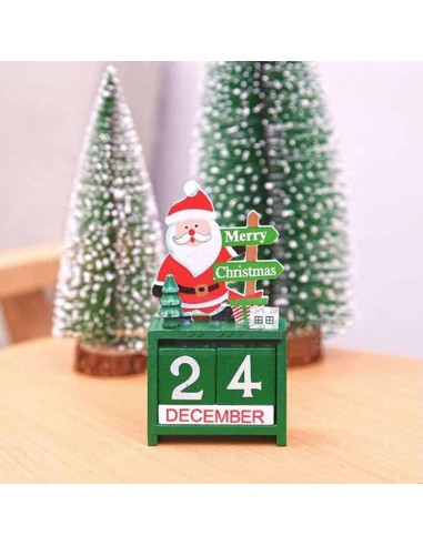 Коледен дървен календар с кубчета зелен