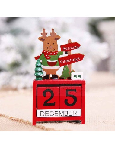 Коледен дървен календар с кубчета червен