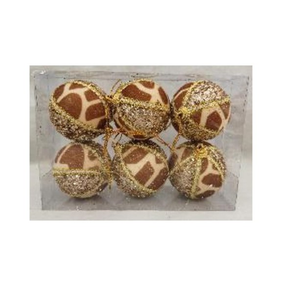 Топки за елха Ø6 см бежово-златисти 6 бр. ➤ топ цена ➤ dshome.bg
