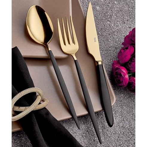 Комплект прибори 18 части Злато и черно Istanbul HIRA ➤ топ цена ➤ dshome.bg