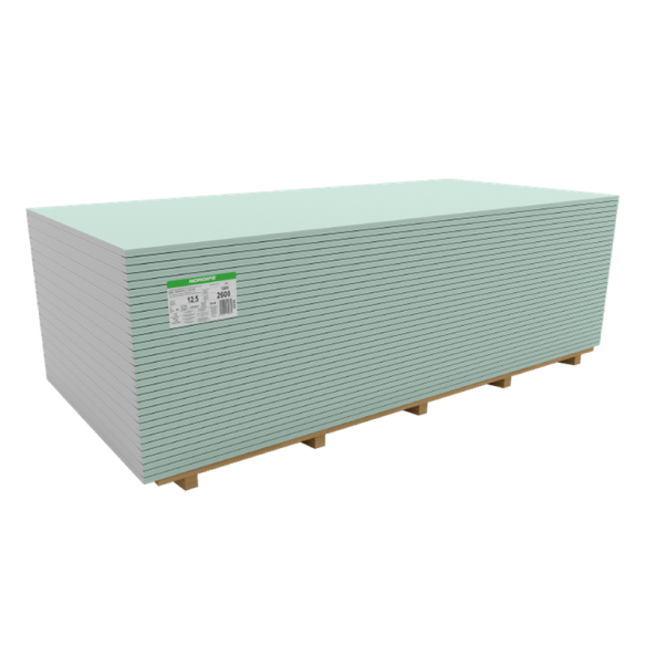Гипсокартонена плоскост 12.5x1200x2000мм влагоустойчива NORGIPS (цена на кв. м) ➤ топ цена ➤ dshome.bg