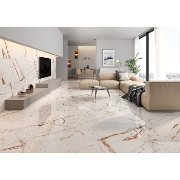 Гранитогрес Vanity White 60×120 см - Бял, златист - Prissmacer ➤ топ цена ➤ dshome.bg