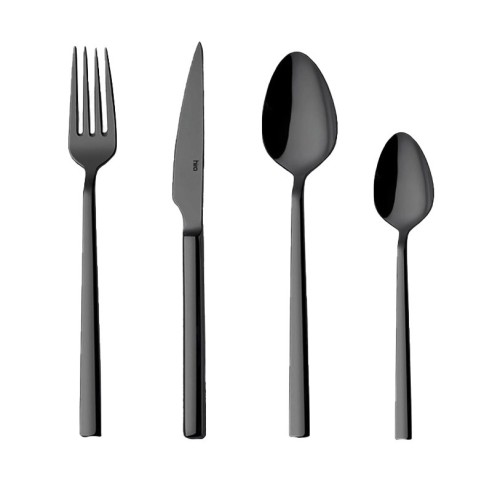 Комплект прибори 24 части Черен мат Cubuk HIRA ➤ топ цена ➤ dshome.bg