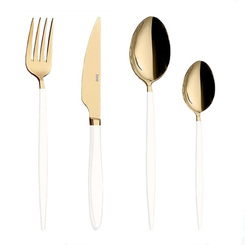 Комплект прибори 24 части злато и бяло Istanbul HIRA ➤ топ цена ➤ dshome.bg