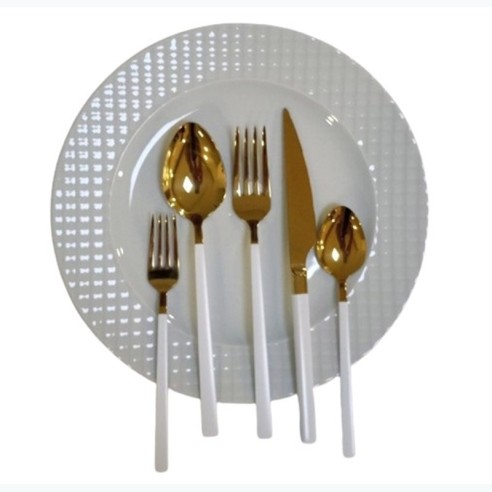 Комплект прибори 30 части злато и бяло Cubuk HIRA ➤ топ цена ➤ dshome.bg