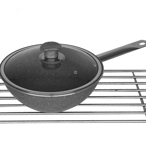 Уок тиган с гранитно покритие и стъклен капак 26 см SN191 MENZIR ➤ топ цена ➤ dshome.bg