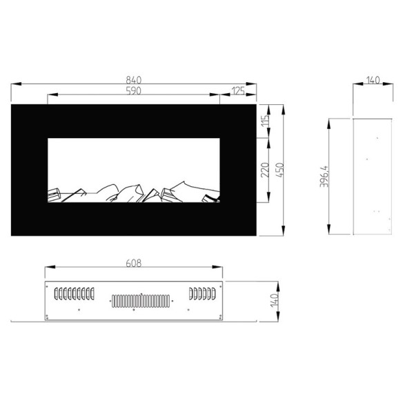 Стенна електрическа камина 1600 W Madrid 36" MASOMI ➤ топ цена ➤ dshome.bg