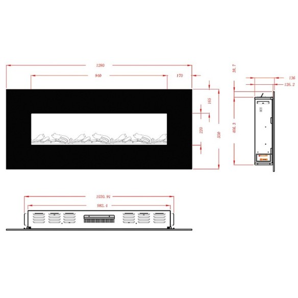 Стенна електрическа камина 1600 W Madrid 50" MASOMI ➤ топ цена ➤ dshome.bg