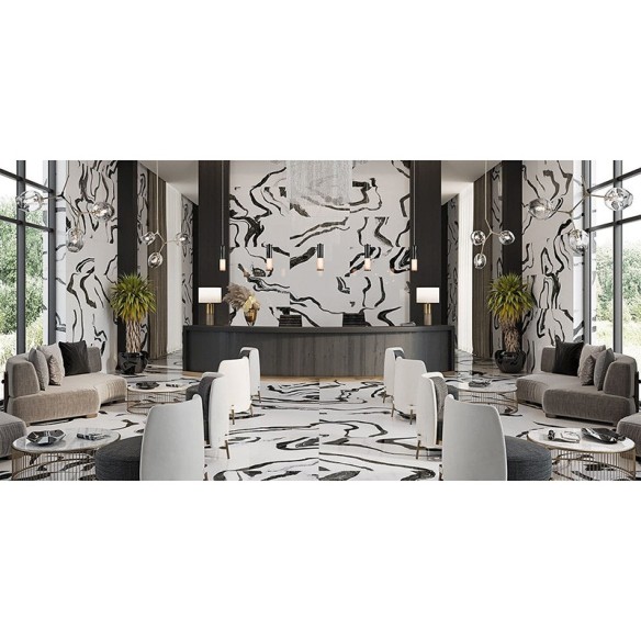 Гранитогрес Panda White 60x120 см бялo/черно ECOCERAMIC ➤ топ цена ➤ dshome.bg