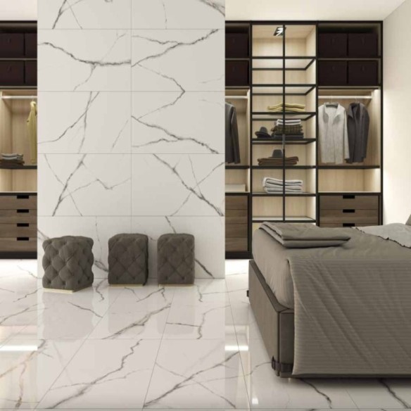 Гранитогрес Unik White Satinato 60x120 см бял ECOCERAMIC ➤ топ цена ➤ dshome.bg