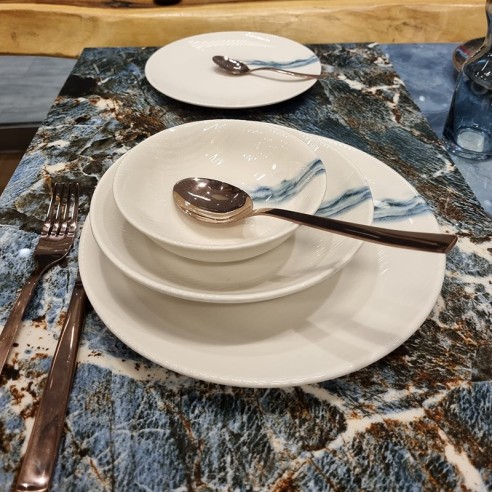 Порцеланов сервиз за хранене 24 части Морски вълни FARIKA ➤ топ цена ➤ dshome.bg