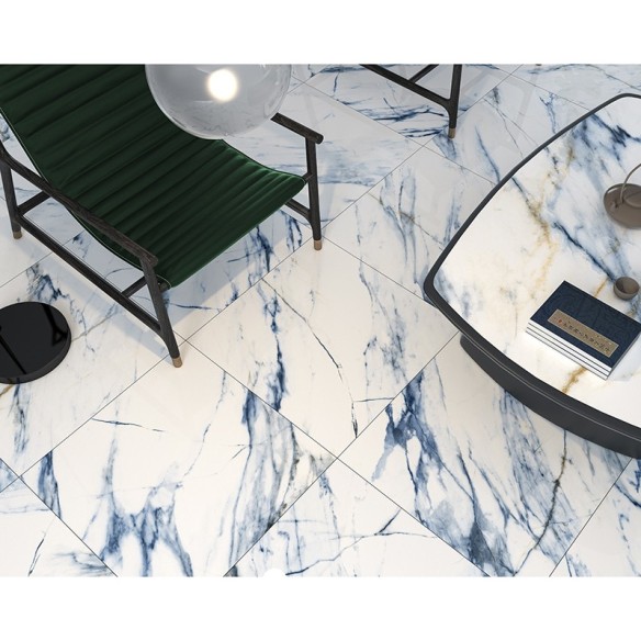 Гранитогрес Calacatta Blue 60.8x60.8 см син ECOCERAMIC ➤ топ цена ➤ dshome.bg