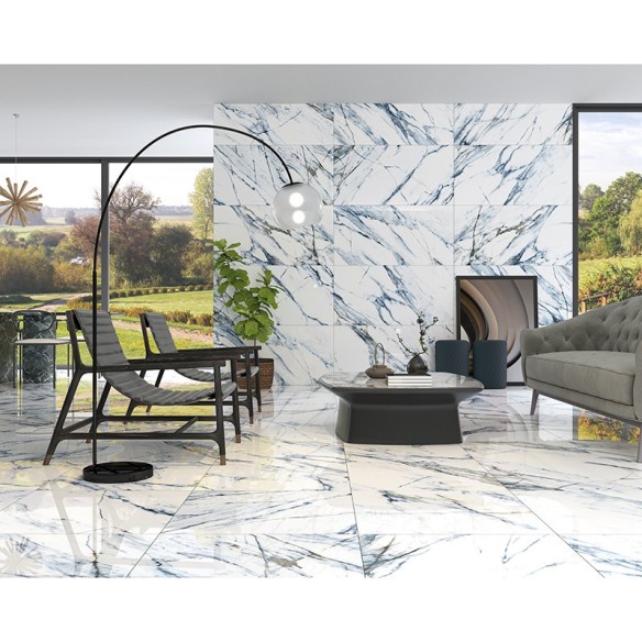 Гранитогрес Calacatta Blue 60.8x60.8 см син ECOCERAMIC ➤ топ цена ➤ dshome.bg