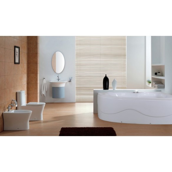 Ъглова дясна вана 170х100х54см бяла INTER CERAMIC - 2