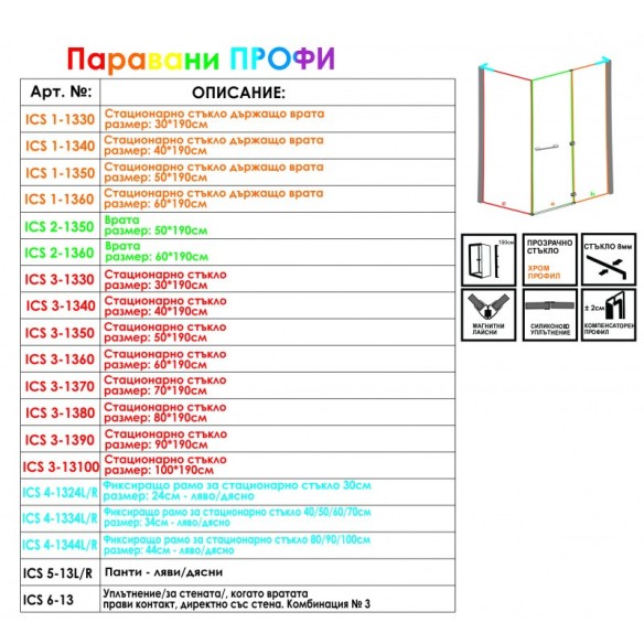 Десни панти за параван Профи INTER CERAMIC - 2