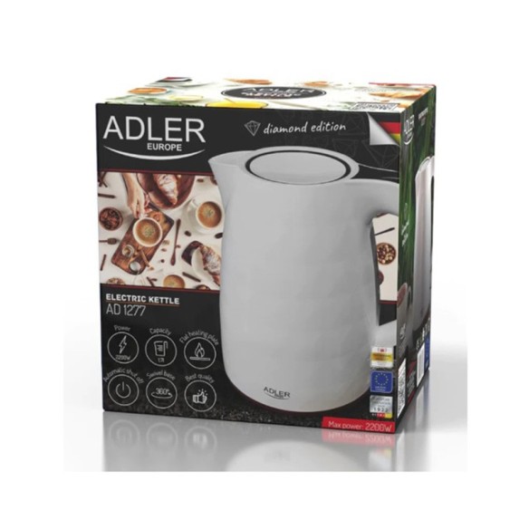 Електрическа кана 1.7 л бяла AD 1277W ADLER ➤ топ цена ➤ dshome.bg